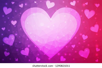 Light Purple, Pink vector  backdrop with sweet hearts. Decorative shining illustration with hearts on abstract template. Design for ad, poster, banner of Valentine Day.