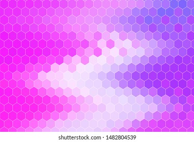 Light Purple, Pink vector backdrop with hexagons. Design in abstract style with hexagons. Pattern for landing pages.