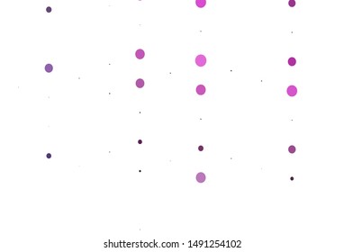 Light Purple, Pink vector backdrop with dots. Illustration with set of shining colorful abstract circles. Pattern of water, rain drops.