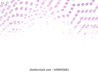 Light Purple, Pink vector backdrop with sweet hearts. Decorative shining illustration with hearts on abstract template. Design for your business advert of anniversary.