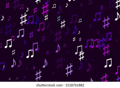 Light Purple, Pink vector backdrop with music notes. Decorative design in abstract style with music shapes. Template for fasion magazines.