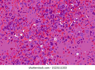 Light Purple, Pink vector backdrop with memphis shapes. Decorative design in abstract style with random forms. Simple design for your web site.