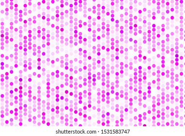 Light Purple, Pink vector backdrop with dots. Modern abstract illustration with colorful water drops. Pattern for textures of wallpapers.