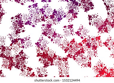 Light Purple, Pink vector backdrop with memphis shapes. Decorative design in abstract style with random forms. Elegant design for wallpapers.