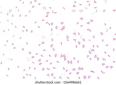 Light Purple, Pink vector backdrop with music notes. Isolated colorful music keys on abstract background. Pattern for websites of musitians.