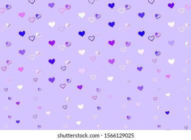 Light Purple, Pink vector backdrop with sweet hearts. Illustration with hearts in love concept for valentine's day. Template for Valentine's greeting postcards.