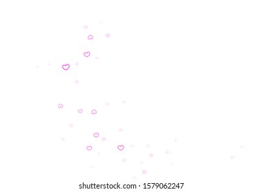 Light Purple, Pink vector backdrop with sweet hearts. Decorative shining illustration with hearts on abstract template. Pattern for marriage gifts, congratulations.