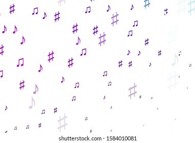 Light Purple, Pink vector backdrop with music notes. Decorative design in abstract style with music shapes. Template for fasion magazines.