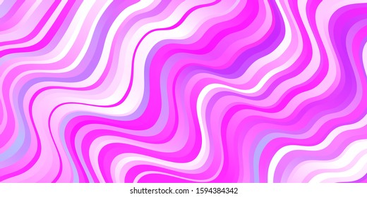 Light Purple, Pink vector backdrop with circular arc. Abstract illustration with bandy gradient lines. Pattern for websites, landing pages.