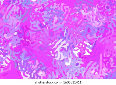 Light Purple, Pink vector backdrop with memphis shapes. Colorful chaotic forms with gradient in modern style. Elegant design for wallpapers.