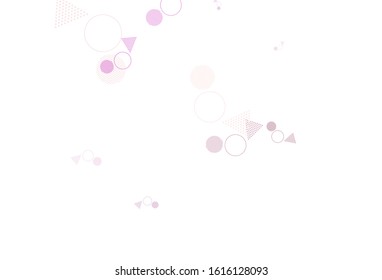 Light Purple, Pink vector backdrop with lines, circles. Illustration with set of colorful circles, triangles. Modern template for landing page.