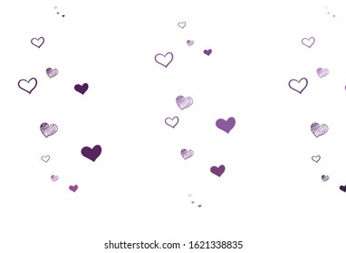 Light Purple, Pink vector backdrop with sweet hearts. Illustration with shapes of gradient hearts on blur backdrop. Template for Valentine's greeting postcards.