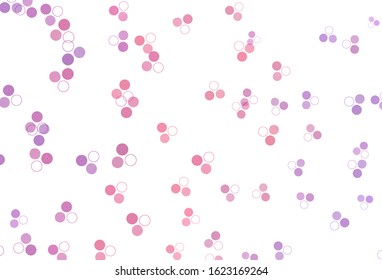 Light Purple, Pink vector backdrop with dots. Blurred bubbles on abstract background with colorful gradient. New template for your brand book.