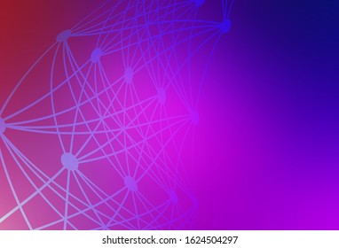 Light Purple, Pink vector backdrop with artificial intelligence data. Colored AI structure with gradient lines and dots. Template for ads of intellect, innovations.