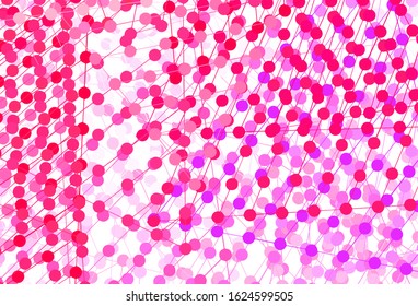 Light Purple, Pink vector backdrop with lines, circles. Modern abstract illustration with colorful dots, lines. Pattern for websites.