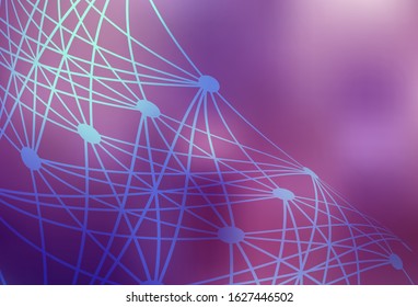 Light Purple, Pink vector backdrop with artificial intelligence data. Colorful design in simple style with AI links. Smart design for promotion of bid data.