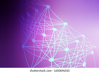 Light Purple, Pink vector backdrop with artificial intelligence data. Colored AI structure with gradient lines and dots. Pattern for science, futuristic designs.