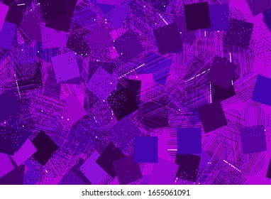 Light Purple, Pink vector backdrop with lines, circles, rhombus. Decorative design in abstract style with lines, dots, cubes. Smart design for your adverts.