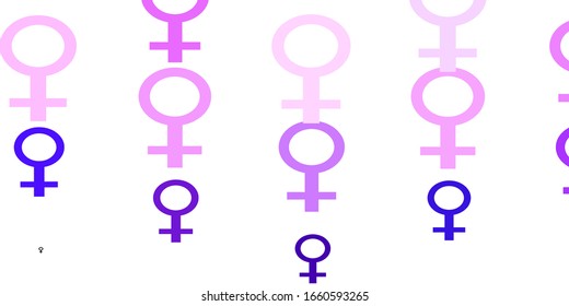 Light Purple, Pink vector backdrop with woman's power symbols. Abstract illustration with a depiction of women's power. Best design for your business.