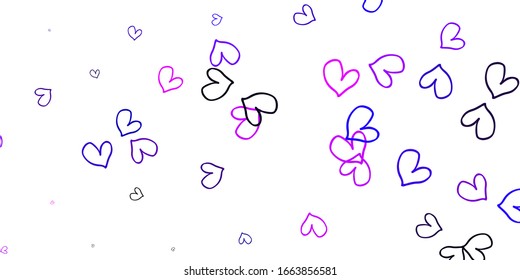 Light Purple, Pink vector backdrop with sweet hearts. Illustration with hearts in love concept for valentine's day. Design for your business advert of anniversary.