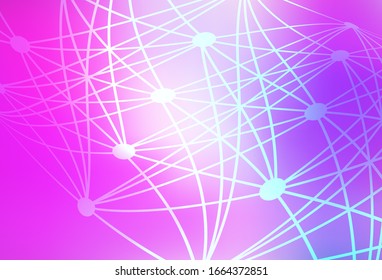 Light Purple, Pink vector backdrop with artificial intelligence data. Abstract illustration with links and dots of AI. Smart design for promotion of bid data.