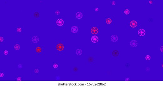 Fondo vector rosa claro púrpura con puntos. Ilustración con un conjunto de esferas abstractas de colores brillantes. Plan para folletos y folletos.