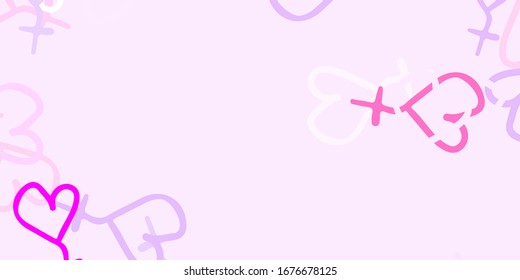 Light Purple, Pink vector backdrop with woman's power symbols. Illustration with signs of women's strength and power. Elegant design for wallpapers.