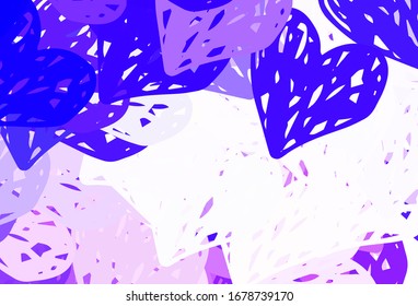 Light Purple, Pink vector backdrop with sweet hearts. Illustration with shapes of gradient hearts on blur backdrop. Template for Valentine's greeting postcards.