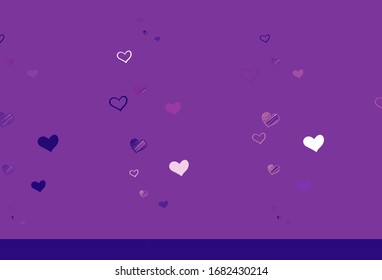 Hellviolett, rosafarbene Vektorillustration mit süßen Herzen. Dekoratives Design mit Herzen in einfachem Stil . Design für eine Business-Werbung des Jubiläums.