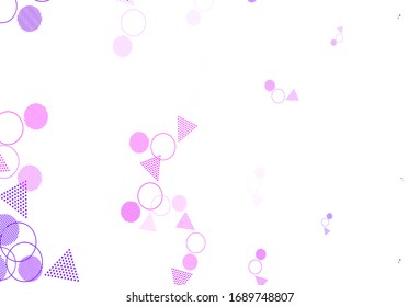 Light Purple, Pink vector backdrop with lines, circles. Modern abstract illustration with colorful dots, lines. Best design for poster, banner.