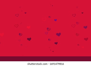 Light Purple, Pink vector backdrop with sweet hearts. Beautiful celebration style hearts on abstract illustration. Pattern for marriage gifts, congratulations.