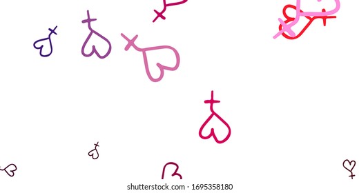 Light Purple, Pink vector backdrop with woman's power symbols. Simple design in abstract style with women’s rights activism. Background for International Women’s Day.