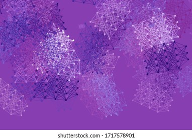 Fondo vector rosa claro púrpura con datos de inteligencia artificial. Brillante ilustración colorida con estructura real de IA. Patrón de afiche, estandarte de la tecnología.