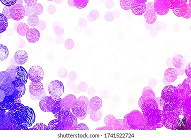 Light Purple, Pink vector backdrop with memphis shapes. Colorful chaotic forms with gradient in modern style. Background for a cell phone.