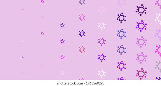 Light Purple, Pink vector backdrop with virus symbols. Simple design in abstract style with infection forms. Best design for quarantine events.