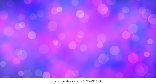 Light Purple, Pink vector backdrop with dots. Illustration with set of shining colorful abstract spheres. Design for your commercials.