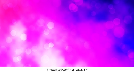 Light Purple, Pink vector backdrop with dots. Modern abstract illustration with colorful circle shapes. Pattern for wallpapers, curtains.