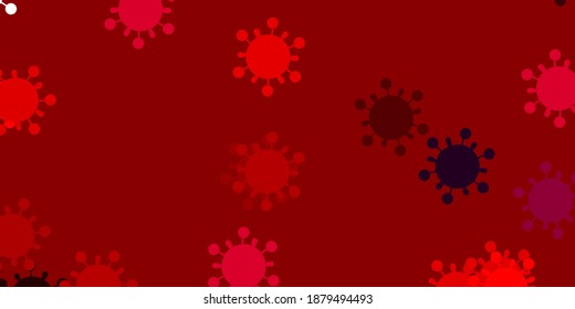 Hellvioletter, rosafarbener Vektorhintergrund mit Virussymbolen. Farbige abstrakte Illustration mit Farbverlauf-medizinischen Formen. Bildschirmhintergrund für den Gesundheitsschutz.