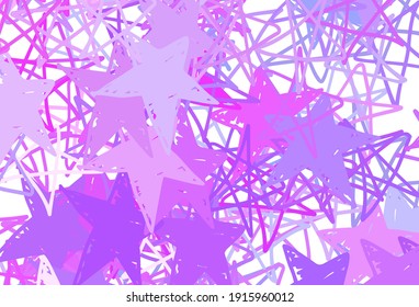 Light Purple, Pink vector backdrop with small and big stars. Modern geometrical abstract illustration with stars. Pattern for astronomy websites.