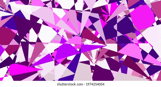 Light Purple, Pink vector backdrop with triangles, lines. Web material illustration with colorful abstract triangles. Landing pages material.