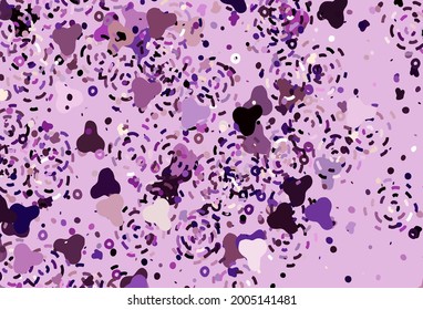 Light Purple, Pink vector backdrop with memphis shapes. Modern abstract illustration with colorful random forms. Best smart design for your business.