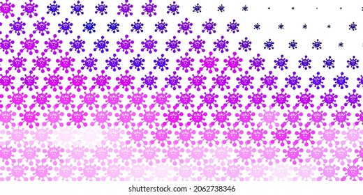 Light Purple, Pink vector backdrop with virus symbols. Colorful  gradient illness symbols in simple abstract style. Simple design against epidemic information.