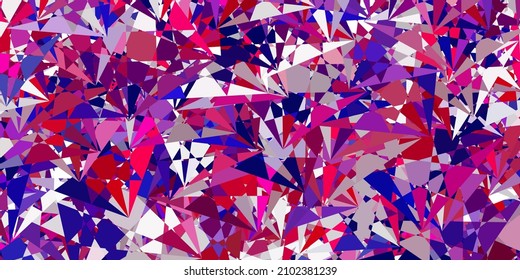 Púrpura claro, fondo vector rosa con triángulos, líneas. Formas triangulares con gradiente colorido en estilo abstracto. Patrón para promociones.