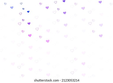 Light Purple, Pink vector backdrop with sweet hearts. Illustration with hearts in love concept for valentine's day. Pattern for marriage gifts, congratulations.