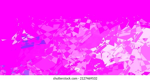 Hellviolett, rosafarbene Vektorhintergrund mit Dreiecken, Linien. Illustration mit abstrakten bunten Dreiecksformen. Muster für Bildschirmhintergründe.