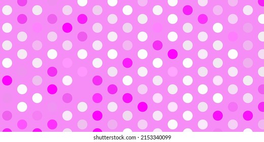 Light purple, pink vector backdrop with dots. Colorful illustration with gradient dots in nature style. Pattern for booklets, leaflets.