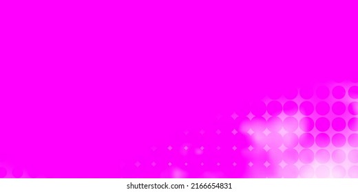 Púrpura claro, fondo vector rosado con puntos. Ilustración con un conjunto de esferas abstractas coloridas y brillantes. Diseño para afiches, pancartas.