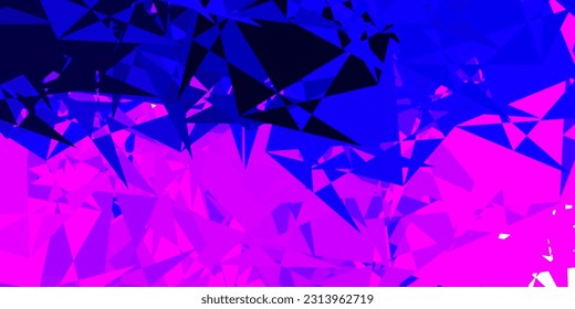 Hellviolett, rosafarbene Vektorhintergrund mit Dreiecken, Linien. Illustration mit abstrakten bunten Dreiecksformen. Design für Ihre Bildschirmhintergründe.