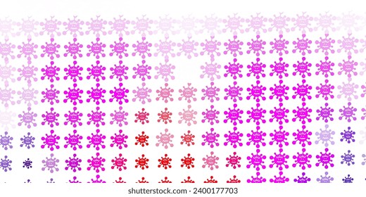 Light Purple, Pink vector backdrop with virus symbols. Simple design in abstract style with infection forms. Simple design against epidemic information.