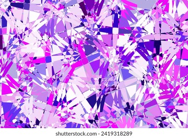 Púrpura claro, fondo vector rosa con triángulos, líneas. Ilustración abstracta sobresaliente con una gama de triángulos coloridos. Una adición fácil a sus comerciales.